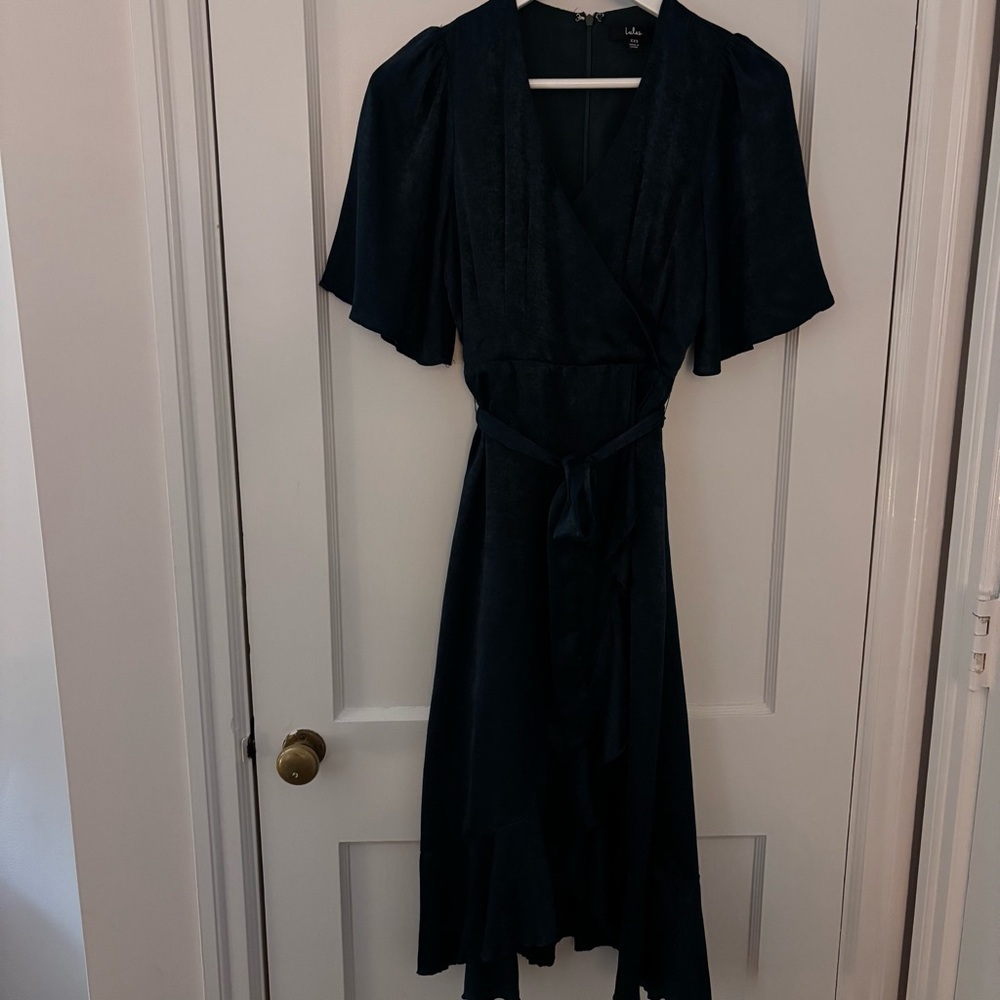 Lulu's Midi Flowy Tie Dress (Green) - Picture 5 of 11